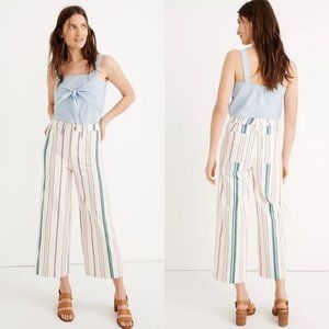 Madewell Emmett Wide-Leg Crop Pants in Pink Stripe Size 30